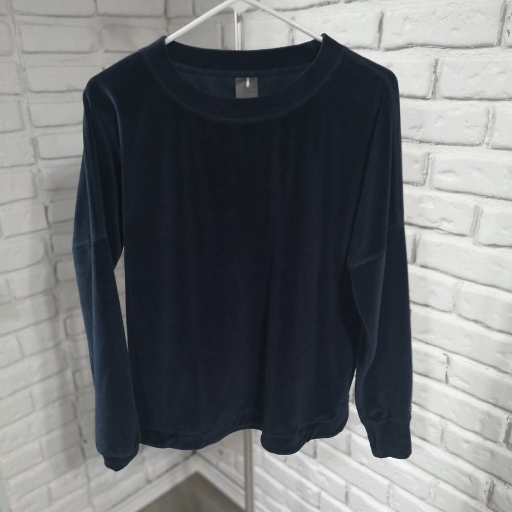 Calia by Carrie Underwood Ladies Size Large Navy Velour Long Sleeves Top